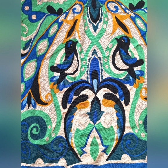 Anthropologie Maeve Womens Bluw And Green Folksong Shift Dress V-Neck - Size XS - Picture 6 of 9